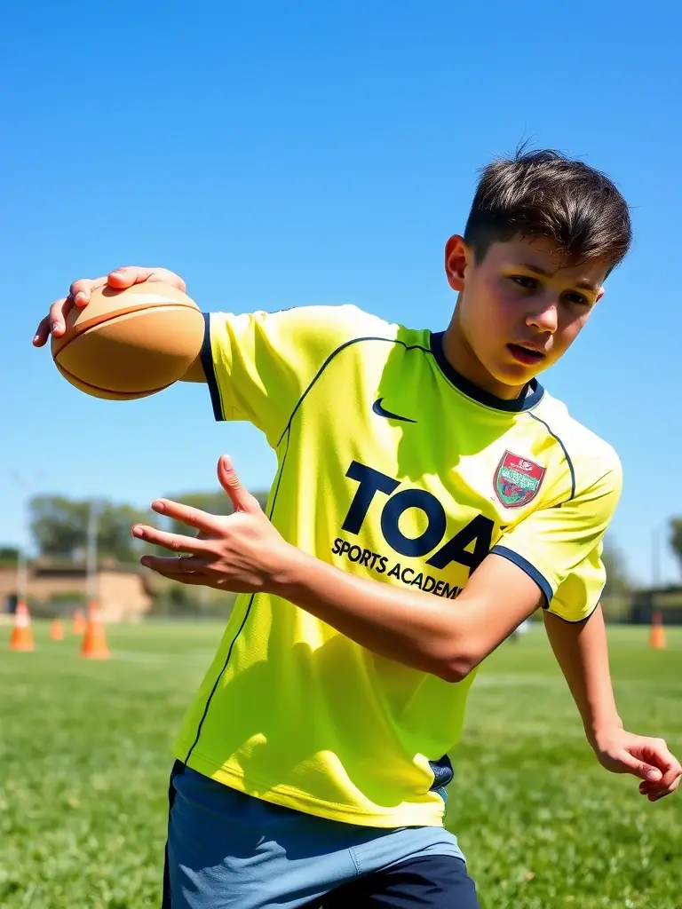Image of senior Rugby Club Lubersacois players mentoring junior players during a combined training session, emphasizing the club's focus on mentorship and development.